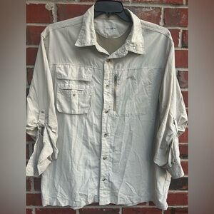 Natural Gear Long Sleeve Button Down Khaki XL Vented Fishing Outdoors Shirt C9
